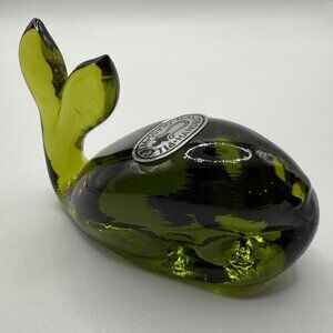 Vintage Pilgrim Handblown Glass Whale Paperweight